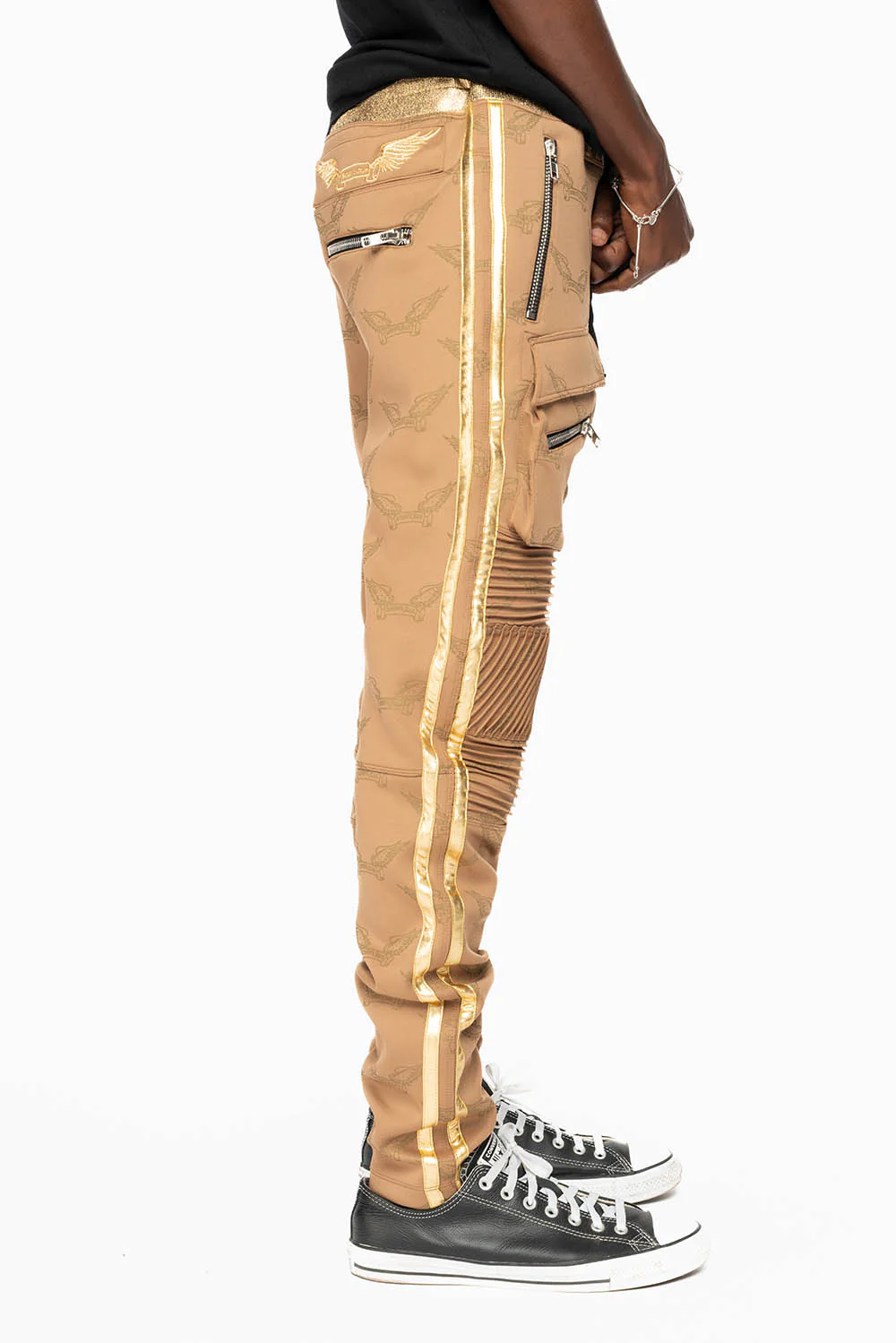 ROBIN’S MONOGRAM JOGGER IN KHAKI AND GOLD - Image 5