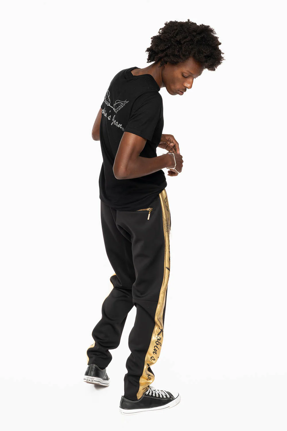 ROBIN TEAM JOGGER IN GOLD ON BLACK - Image 3