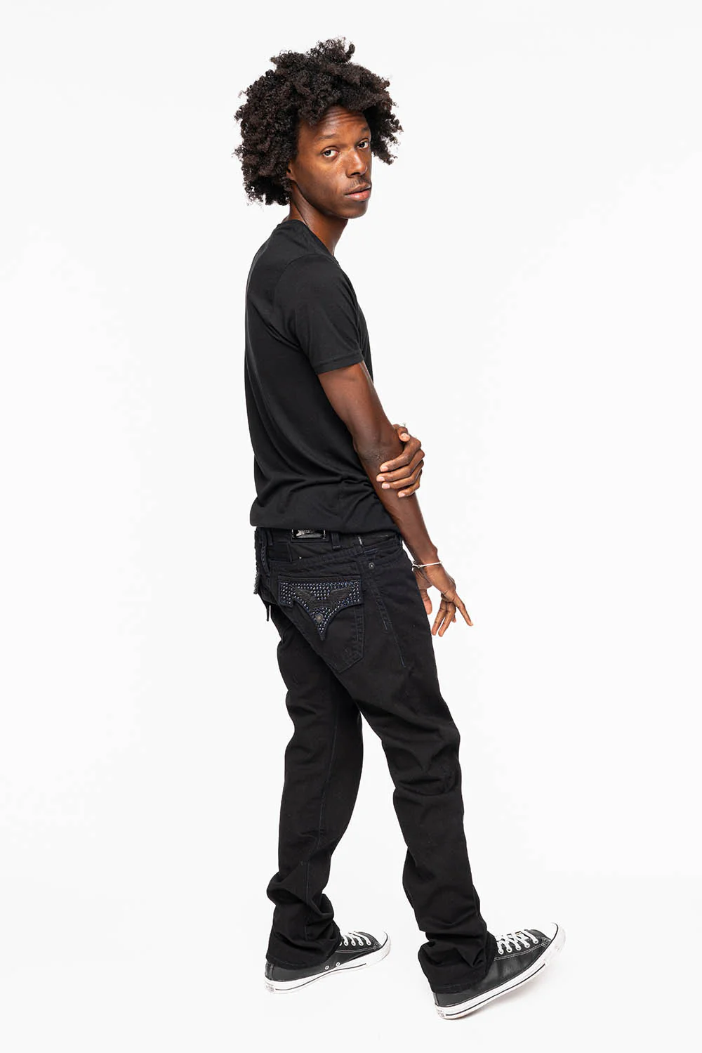 ROBIN'S JEANS IN BLACK WASH WITH BLUE MONTANA CRYSTALS - Image 7