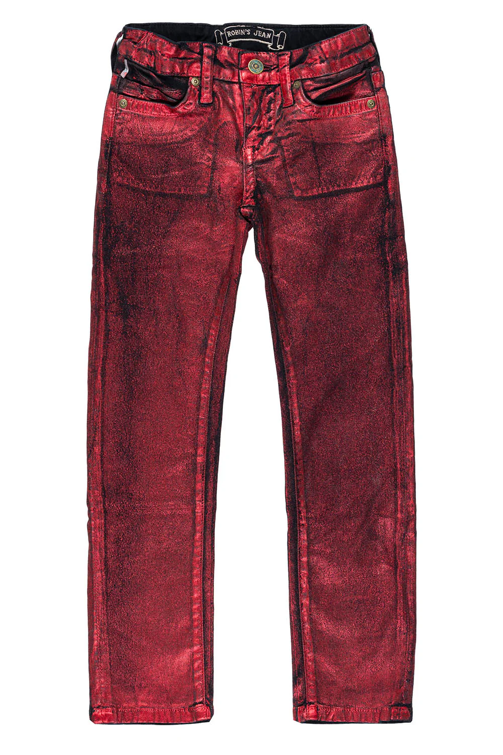 ROBINS KIDS LONG FLAP SLIM JEANS  IN BLACK RED FOIL WASH - Image 2
