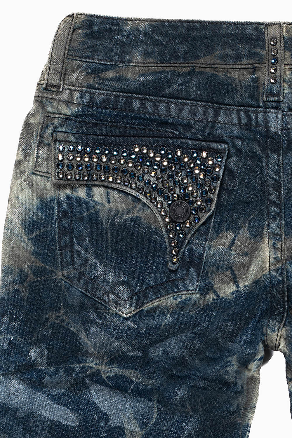 ROBINS KIDS LONG FLAP SLIM-STRAIGHT JEANS  IN SATURN  WASH EMBELLISHED WITH CRYSTALS - Image 2