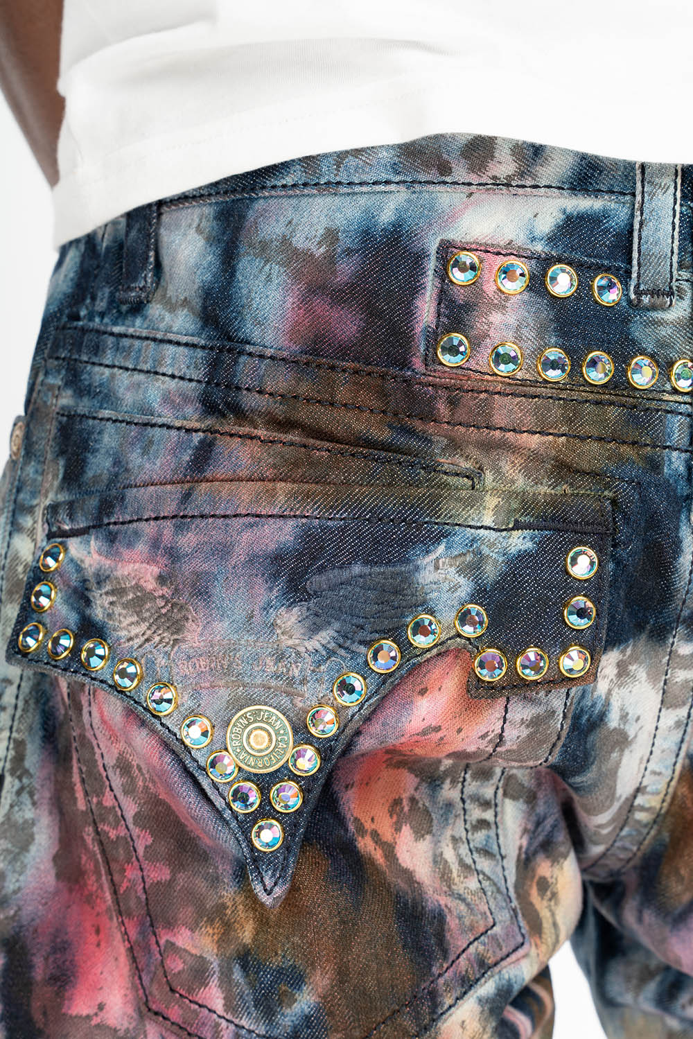 ROBIN'S JEANS IN BABA RED WASH WITH TANZANITE CRYSTALS - Image 3
