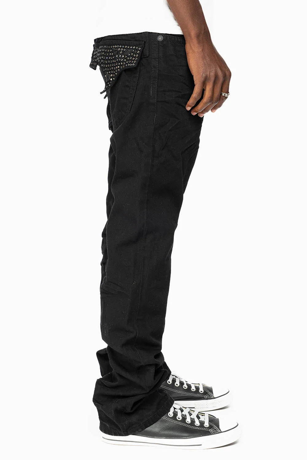 ROBIN'S JEANS IN BLACK WASH WITH BLACK DIAMOND CRYSTALS - Image 4