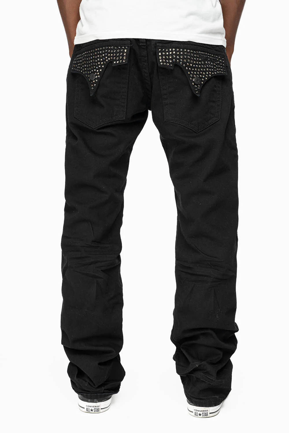 ROBIN'S JEANS IN BLACK WASH WITH BLACK DIAMOND CRYSTALS - Image 5