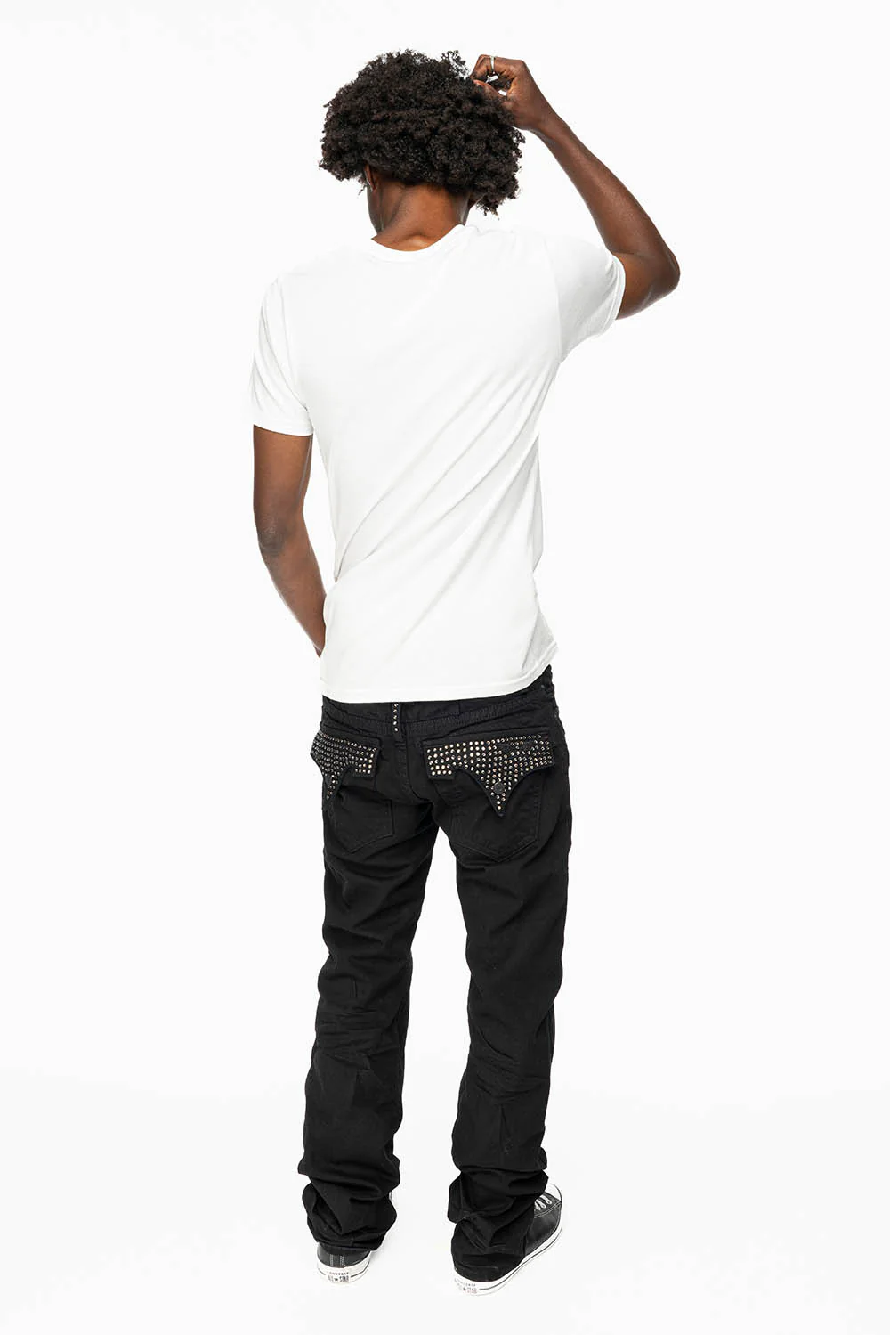 ROBIN'S JEANS IN BLACK WASH WITH BLACK DIAMOND CRYSTALS - Image 7