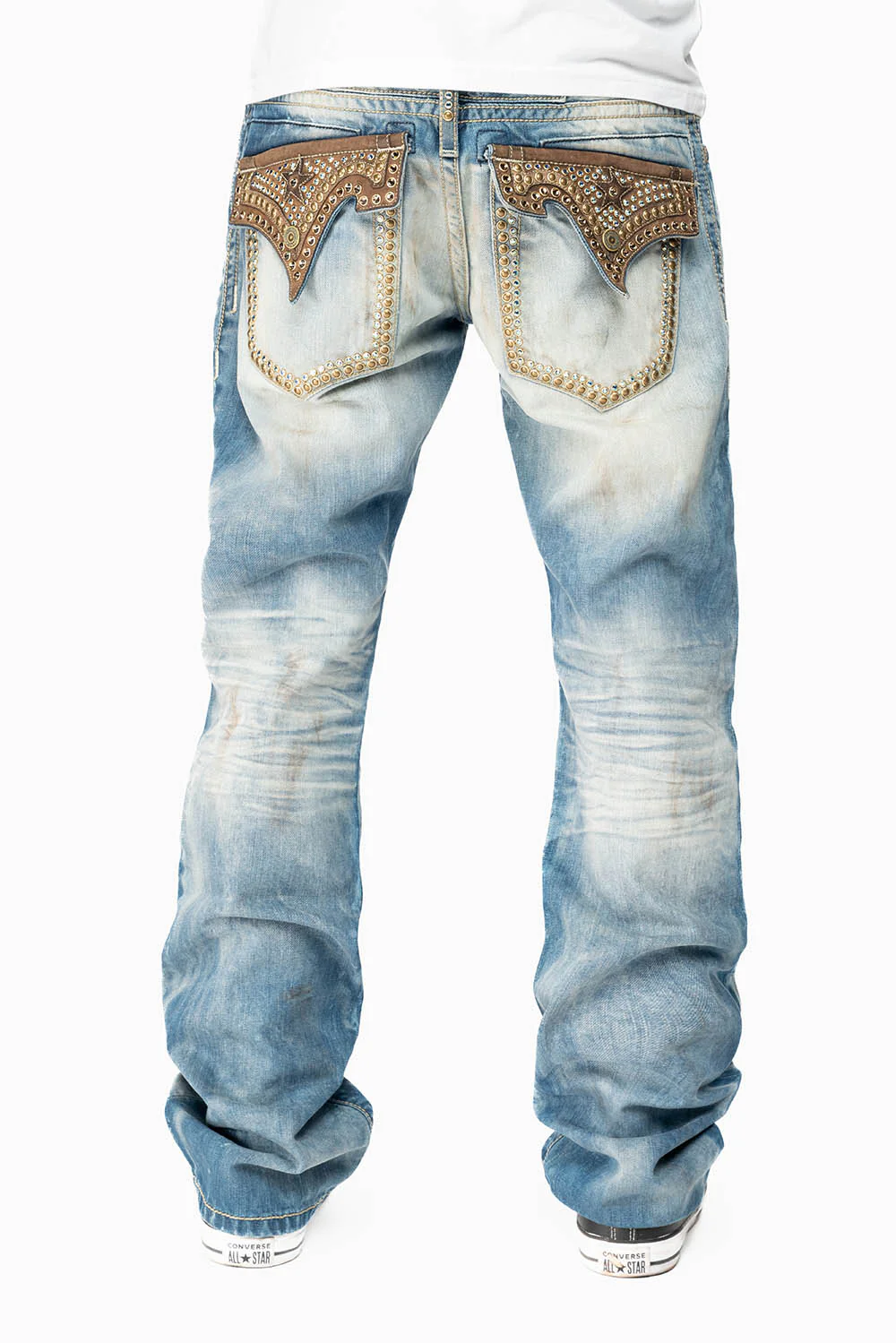 ROBIN'S STRAIGHT LEG JEANS IN AQUARAMA WASH WITH STUDS AND CRYSTALS - Image 2
