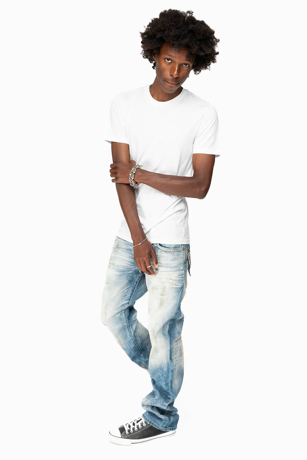 ROBIN'S STRAIGHT LEG JEANS IN AQUARAMA WASH WITH STUDS AND CRYSTALS - Image 5