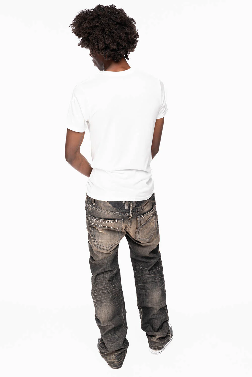 ROBIN'S STRAIGHT LEG  JEANS IN CHARCOAL MODOC BROKEN WASH WITH CRYSTALS AND  NAILHEAD - Image 8