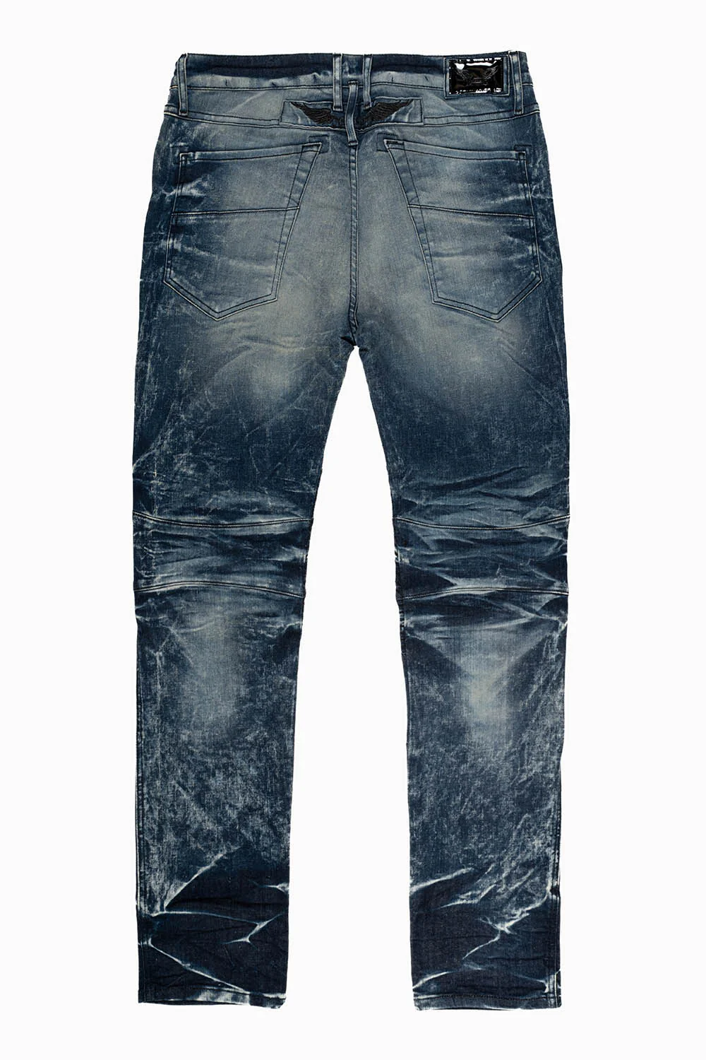 ROBINS  MILITARY INSPIRED BIKER JEANS IN BLUE 4D DARK WASH - Image 2