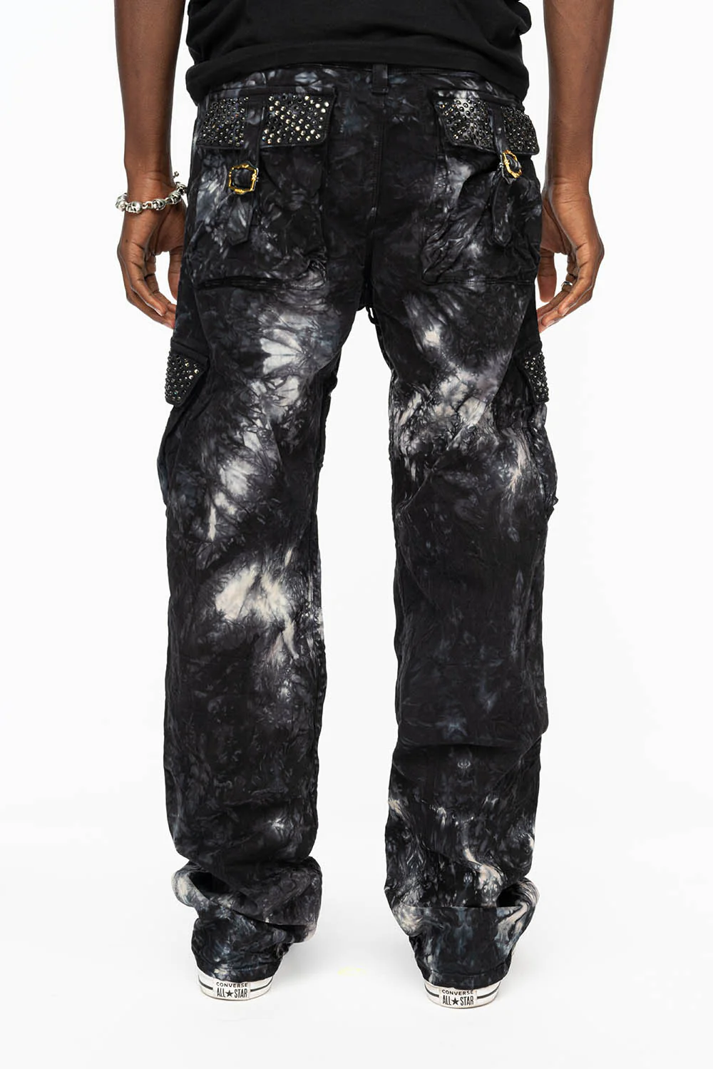 ROBINS NEW MILITARY STYLE CARGO PANTS IN ASTROBLACK WITH BLK DIAMOND AND JET BLK CRYSTALS - Image 5
