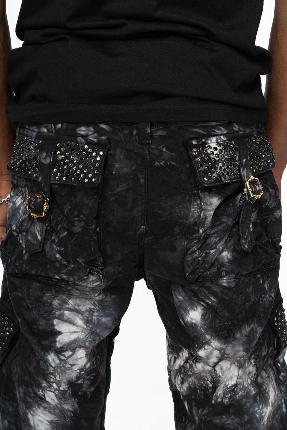 ROBINS NEW MILITARY STYLE CARGO PANTS IN ASTROBLACK WITH BLK DIAMOND AND JET BLK CRYSTALS - Image 6