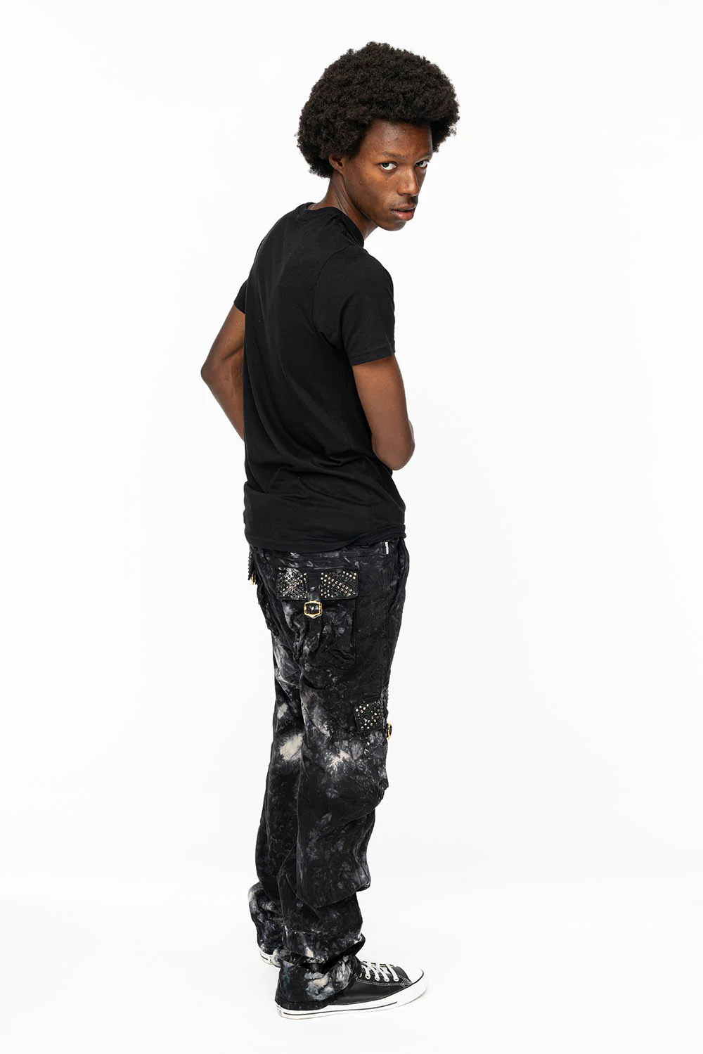 ROBINS NEW MILITARY STYLE CARGO PANTS IN ASTROBLACK WITH BLK DIAMOND AND JET BLK CRYSTALS - Image 9