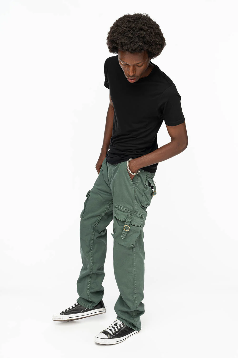 ROBINS NEW MILITARY STYLE CARGO PANTS IN FOREST WASH - Image 5