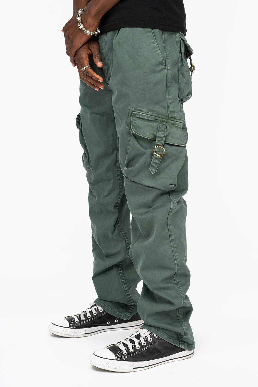 ROBINS NEW MILITARY STYLE CARGO PANTS IN FOREST WASH - Image 8