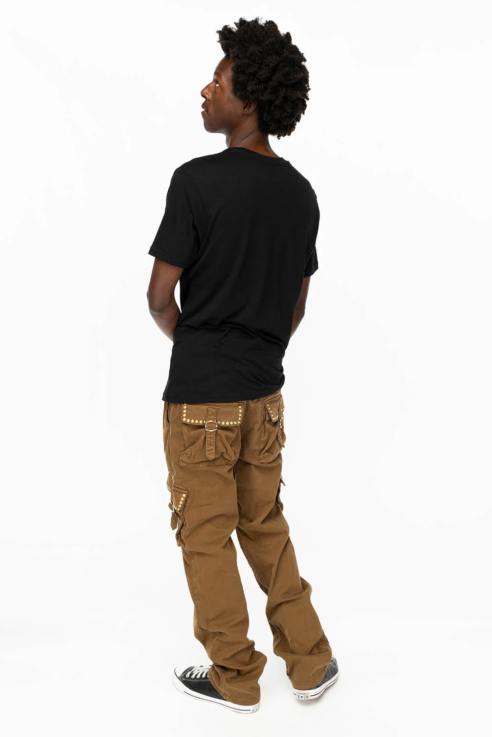 ROBINS NEW MILITARY STYLE CARGO PANTS IN KANGAROO COLOR WASH WITH NAILHEADS - Image 8