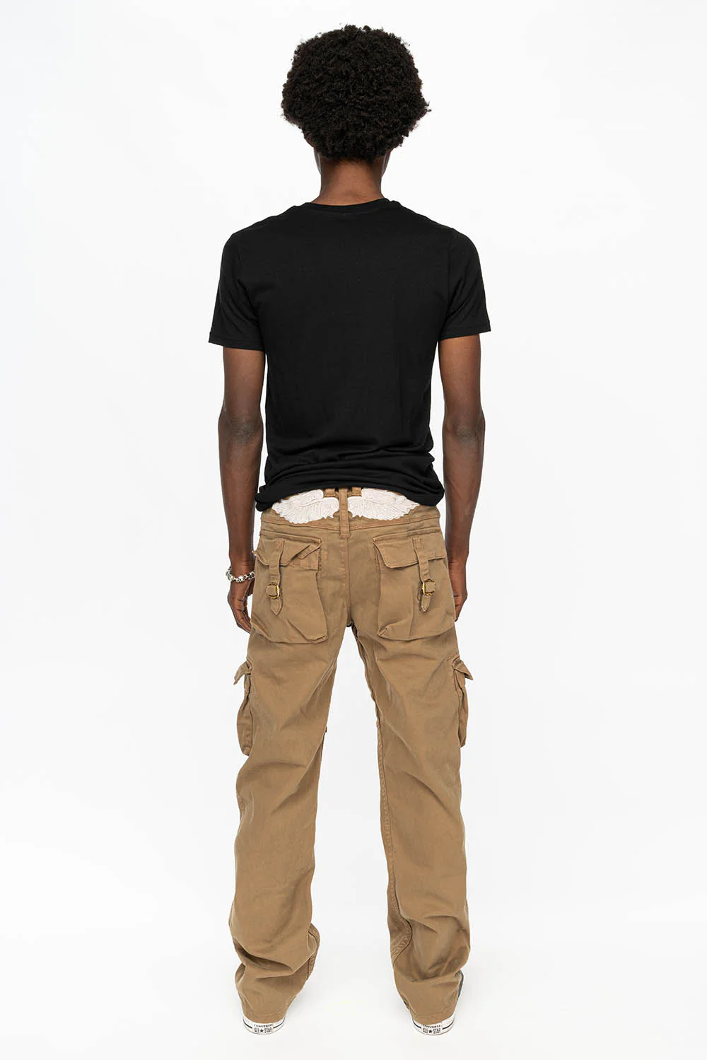 ROBINS NEW MILITARY STYLE CARGO PANTS IN KHAKI COLOR WASH - Image 4