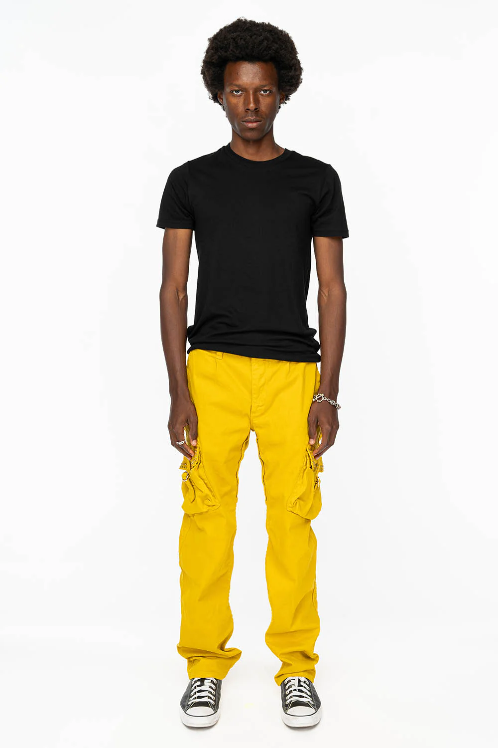 ROBINS NEW MILITARY STYLE CARGO PANTS IN MUSTARD WITH CITRINE CRYSTALS - Image 7