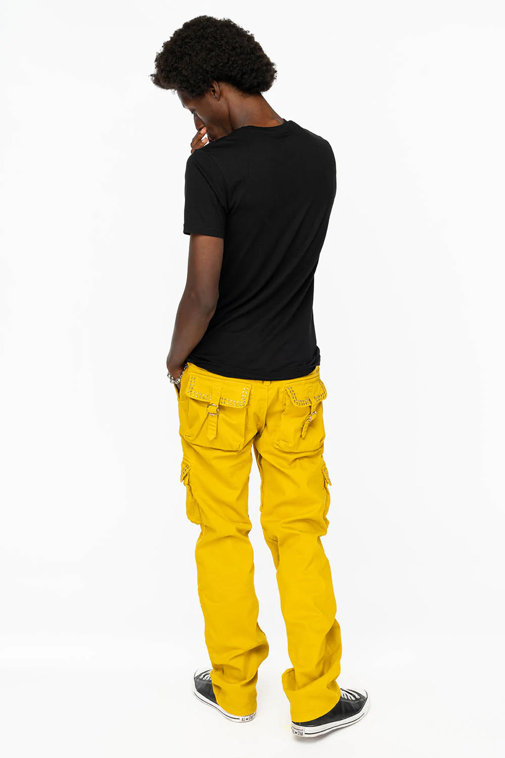 ROBINS NEW MILITARY STYLE CARGO PANTS IN MUSTARD WITH CITRINE CRYSTALS - Image 8