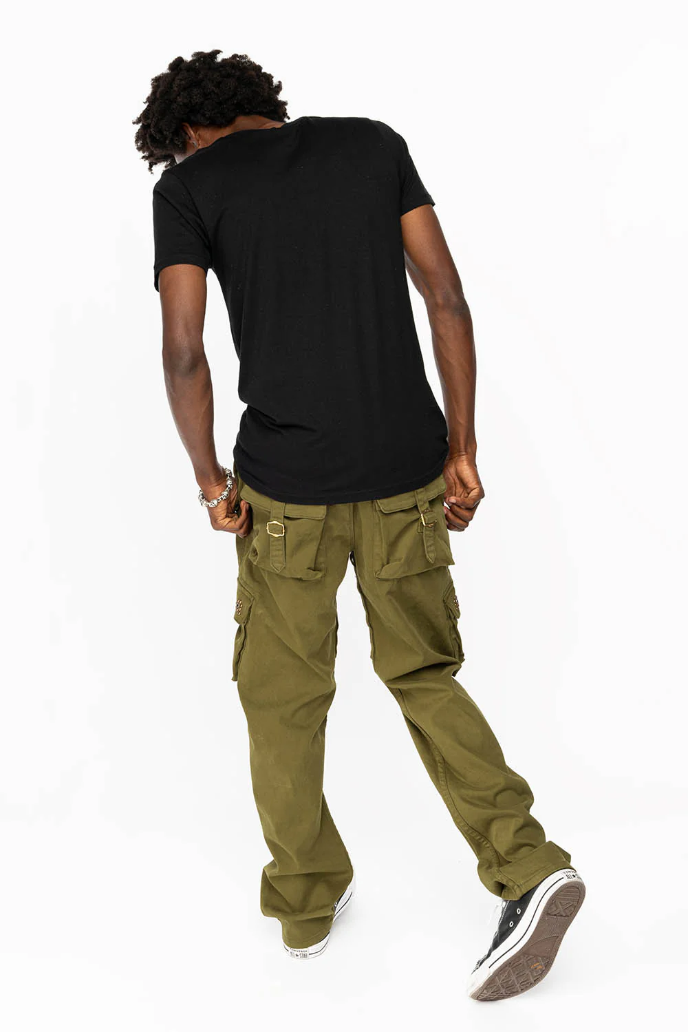 ROBINS NEW MILITARY STYLE CARGO PANTS IN OLIVE  WITH WESTERN CRYSTAL MOTIF - Image 6