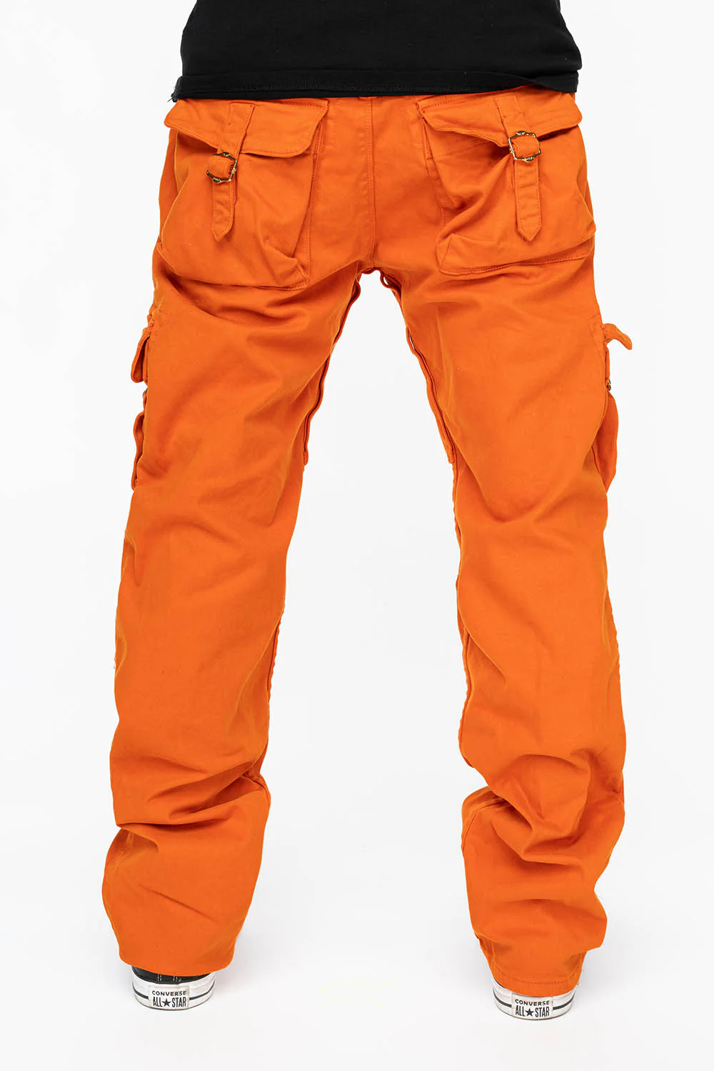 ROBINS NEW MILITARY STYLE CARGO PANTS IN ORANGE COLOR WASH - Image 3