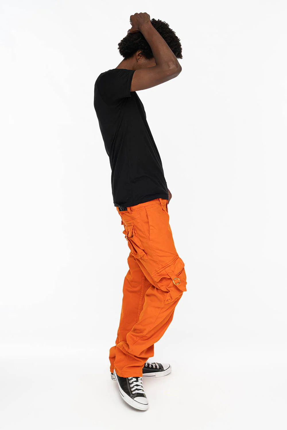 ROBINS NEW MILITARY STYLE CARGO PANTS IN ORANGE COLOR WASH - Image 5