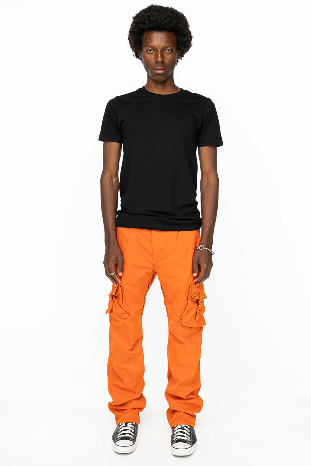 ROBINS NEW MILITARY STYLE CARGO PANTS IN ORANGE WITH ORANGE CRYSTALS - Image 5