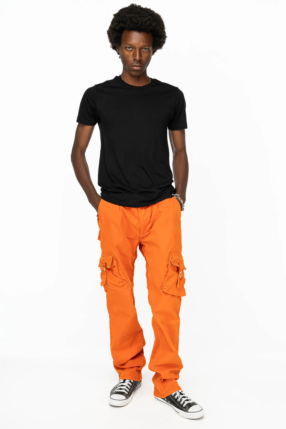 ROBINS NEW MILITARY STYLE CARGO PANTS IN ORANGE WITH ORANGE CRYSTALS - Image 6