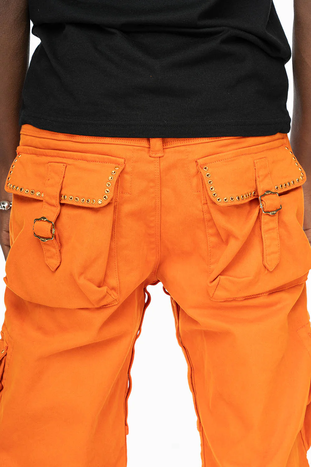 ROBINS NEW MILITARY STYLE CARGO PANTS IN ORANGE WITH ORANGE CRYSTALS - Image 7