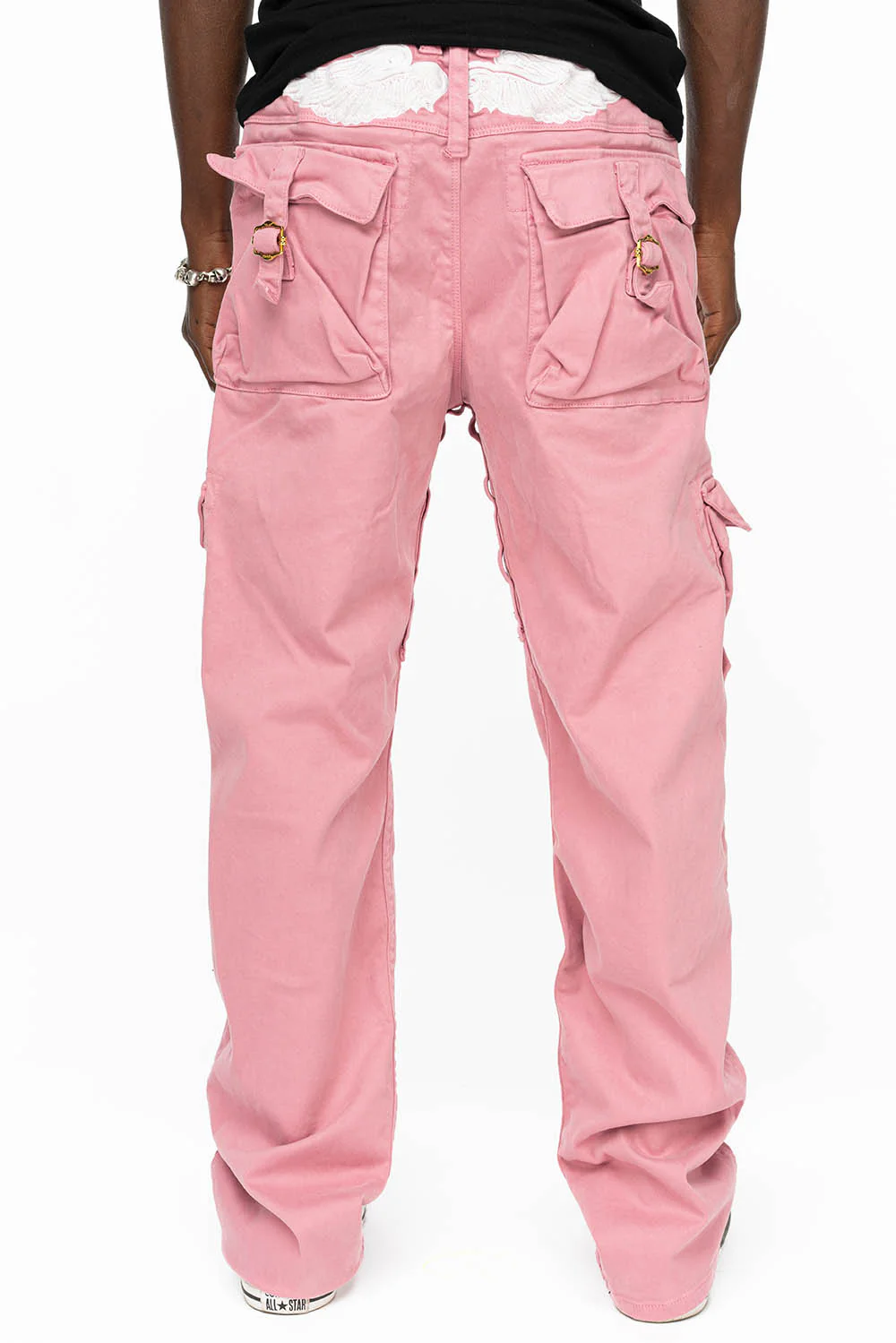 ROBINS NEW MILITARY STYLE CARGO PANTS IN PINK COLOR WASH - Image 2