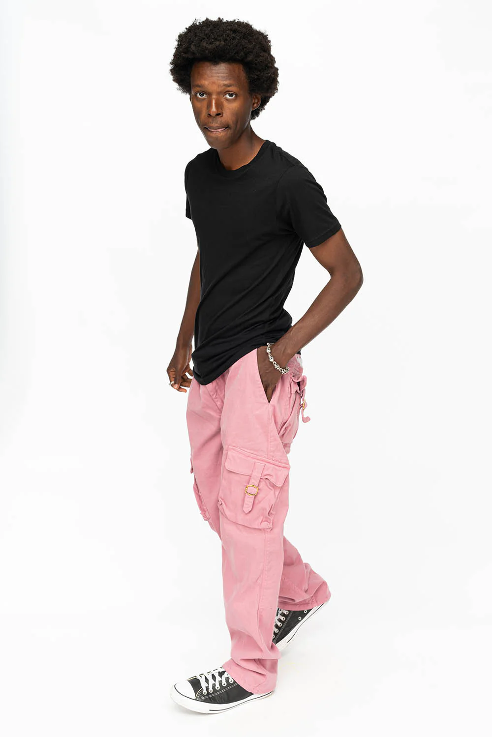 ROBINS NEW MILITARY STYLE CARGO PANTS IN PINK COLOR WASH - Image 3