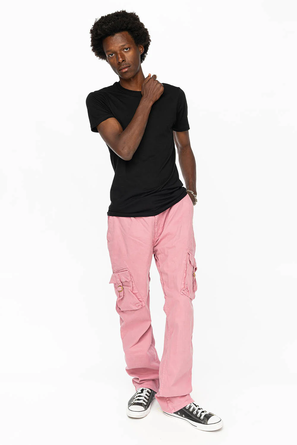 ROBINS NEW MILITARY STYLE CARGO PANTS IN PINK COLOR WASH - Image 4