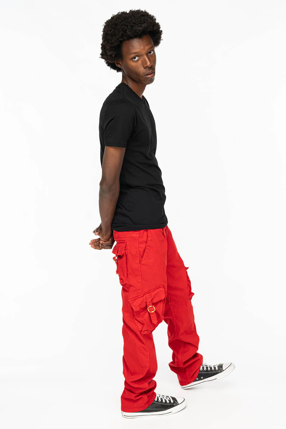 ROBINS NEW MILITARY STYLE CARGO PANTS IN RED COLOR WITH EMBROIDERY - Image 5