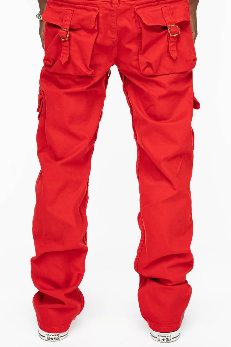 ROBINS NEW MILITARY STYLE CARGO PANTS IN RED COLOR WITH EMBROIDERY - Image 6