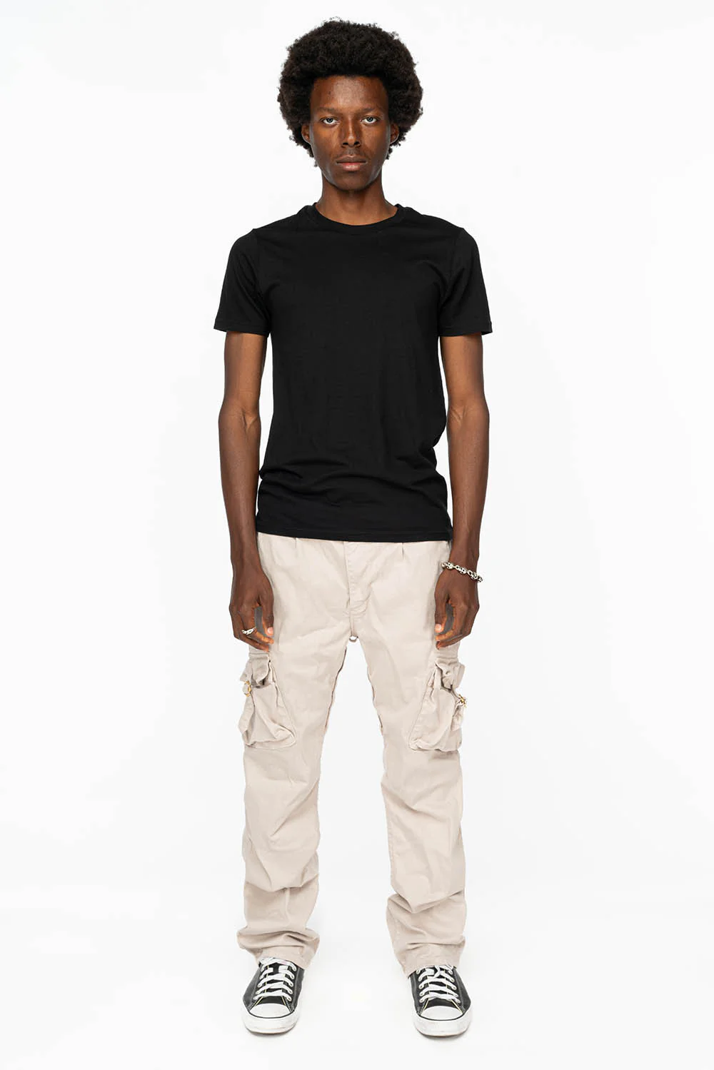 ROBINS NEW MILITARY STYLE CARGO PANTS IN STONE COLOR WASH - Image 4