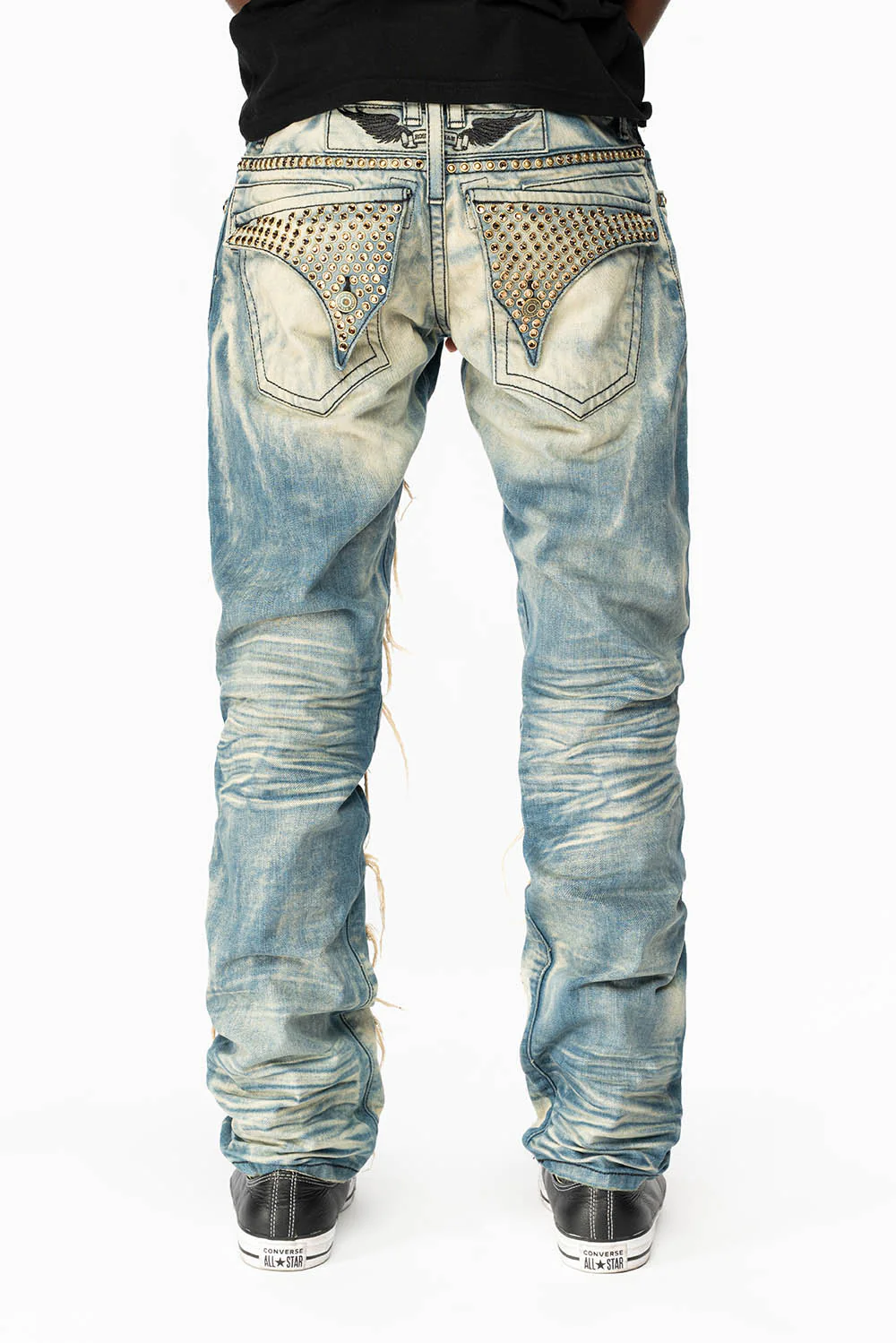 ROBIN'S NEW VINTAGE EDITION RIPPED JEANS WITH SMOKEY TOPAZ CRYSTALS IN OMAHA WASH - Image 5