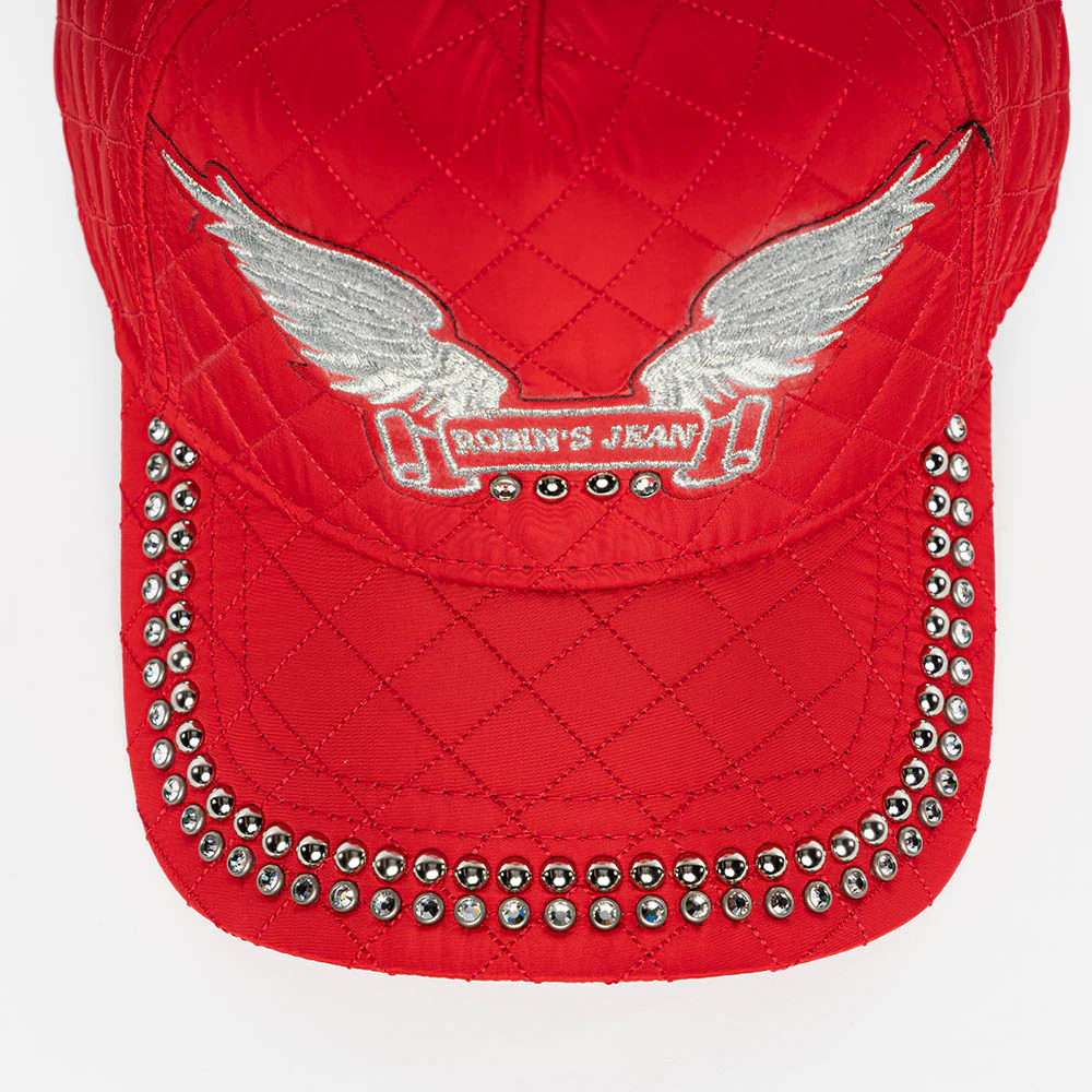 ROBINS QUILTED CAP IN RED WITH EMBALISHMENT - Image 3