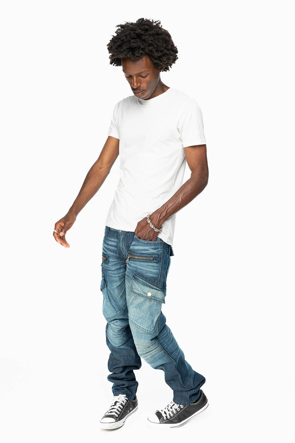 ROBINS RED LABEL BIKER INSPIRED MILITARY PANTS IN DARK BLUE WASH - Image 4