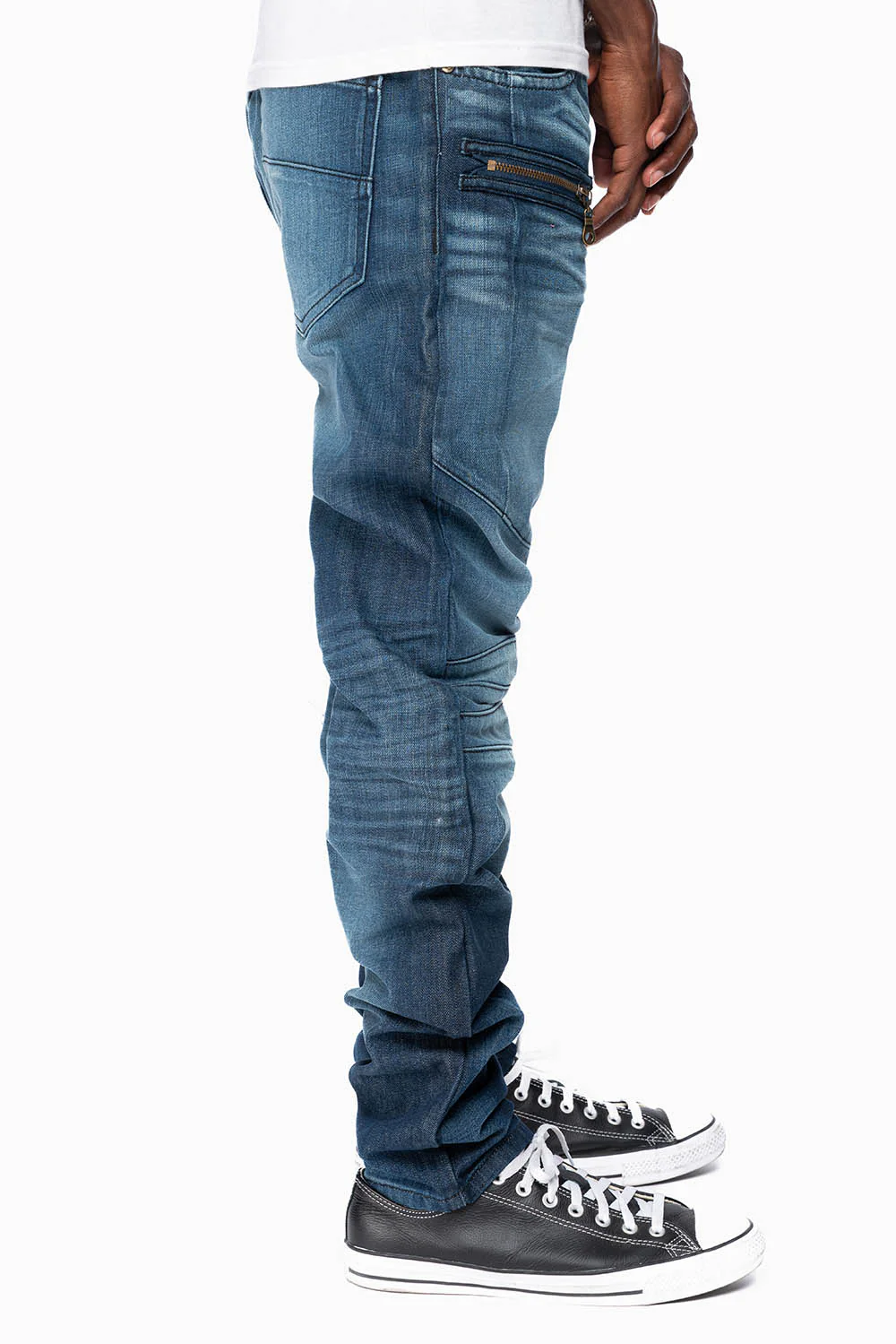 ROBINS RED LABEL BIKER JEANS IN DARK BLUE WASH - Image 3