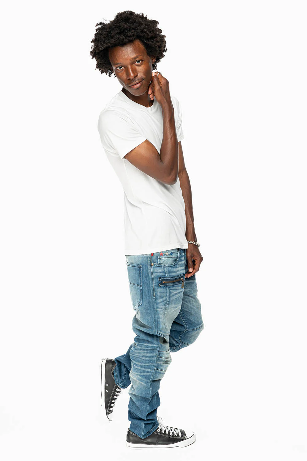 ROBINS RED LABEL BIKER JEANS IN MEDIUM BLUE WASH - Image 6