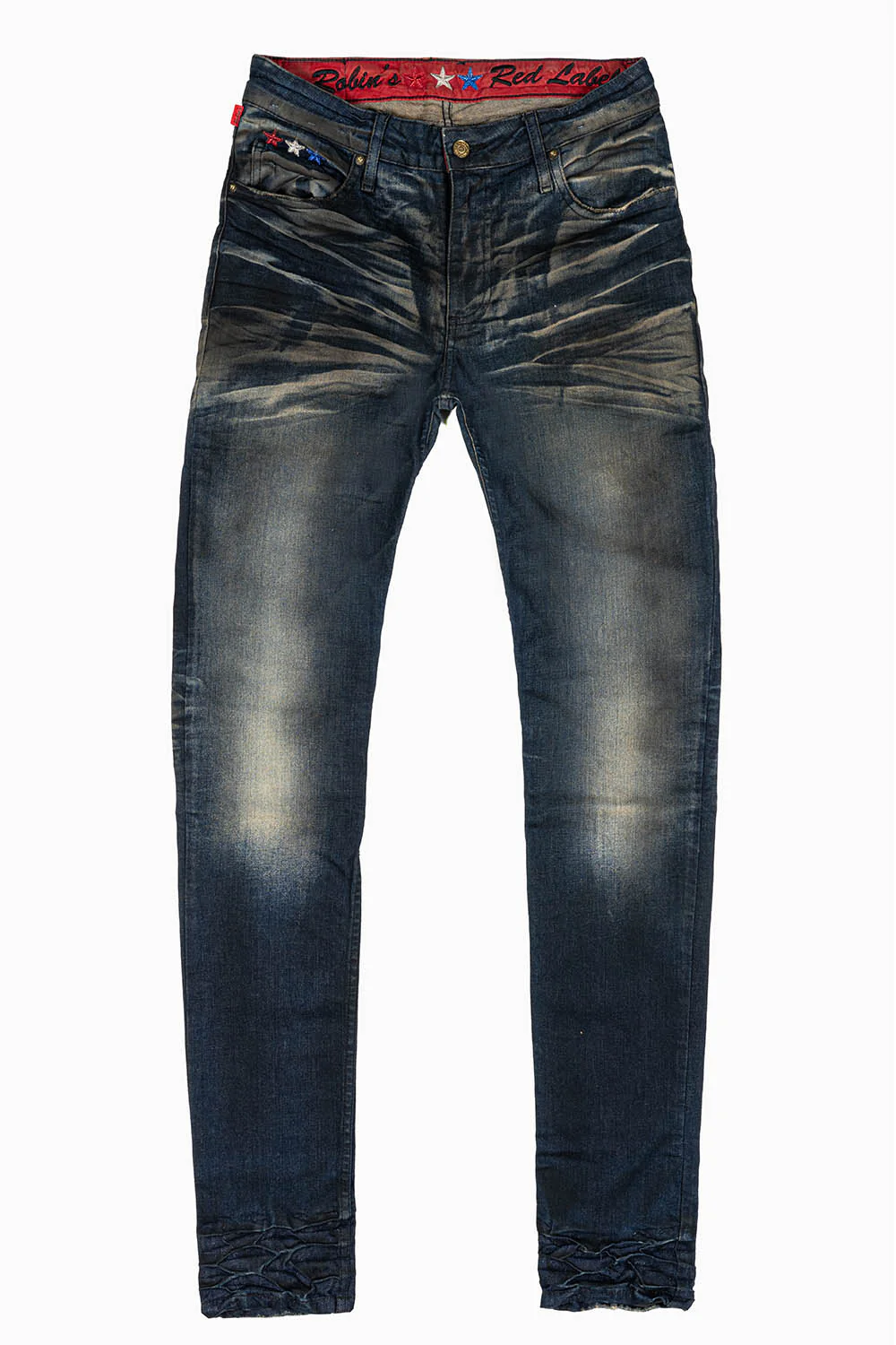 ROBINS RED LABEL LONG FLAP SLIM JEANS IN TAR WASH WASH WITH CRYSTAL AND NAILHEAD - Image 3