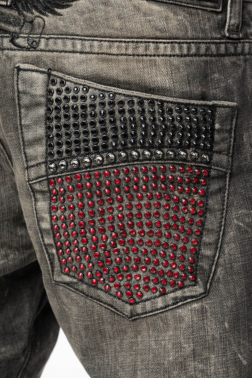 ROBIN'S STRAIGHT LEG JEANS  BROKEN WASH WITH FULL EMBELLISHED BACK POCKETS WITH  CRYSTALS - Image 4