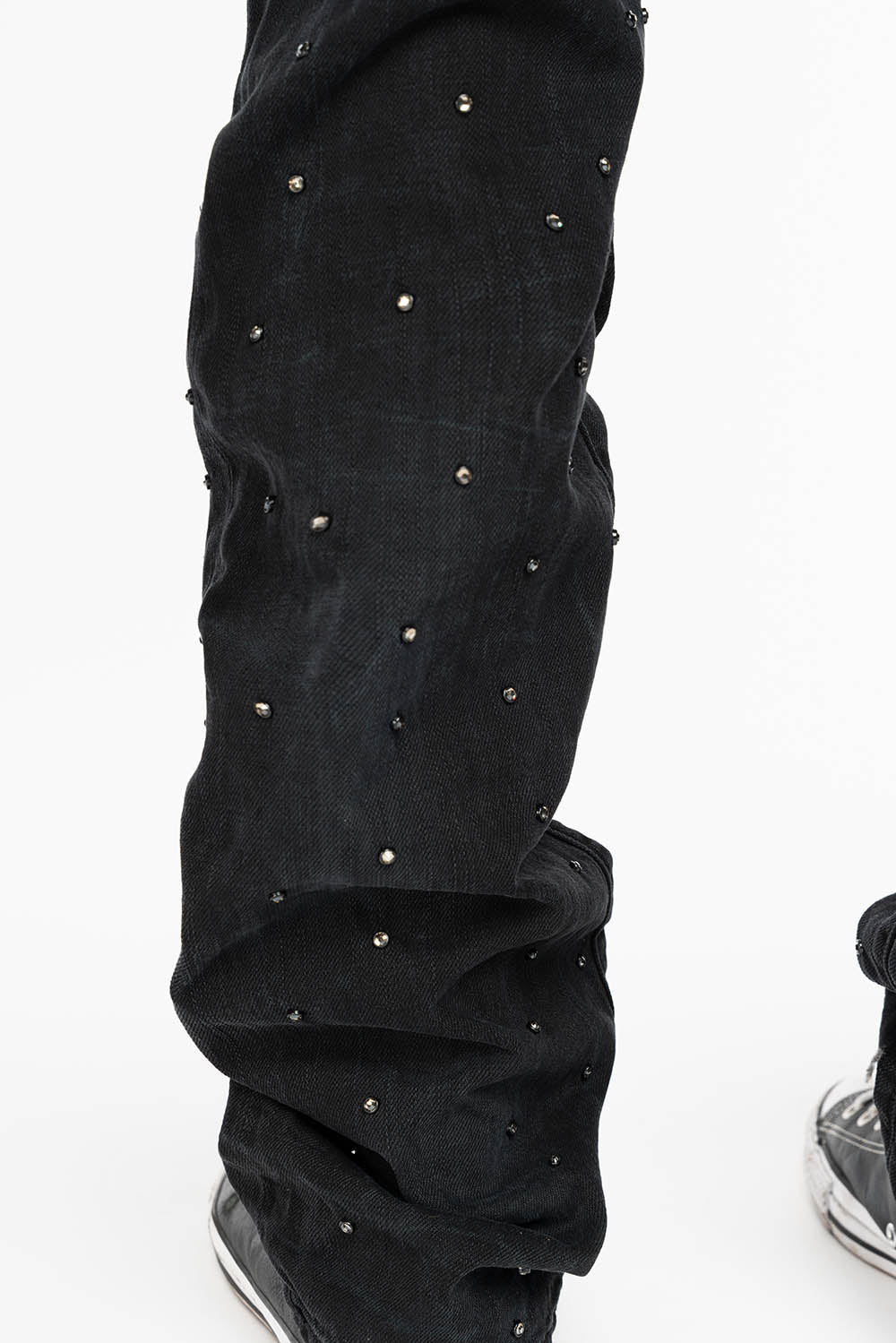 ROBIN'S STRAIGHT LEG JEANS IN VINTAGE BLACK BROKEN WASH  EMBELLISHED  ALLOVER WITH CRYSTALS - Image 5