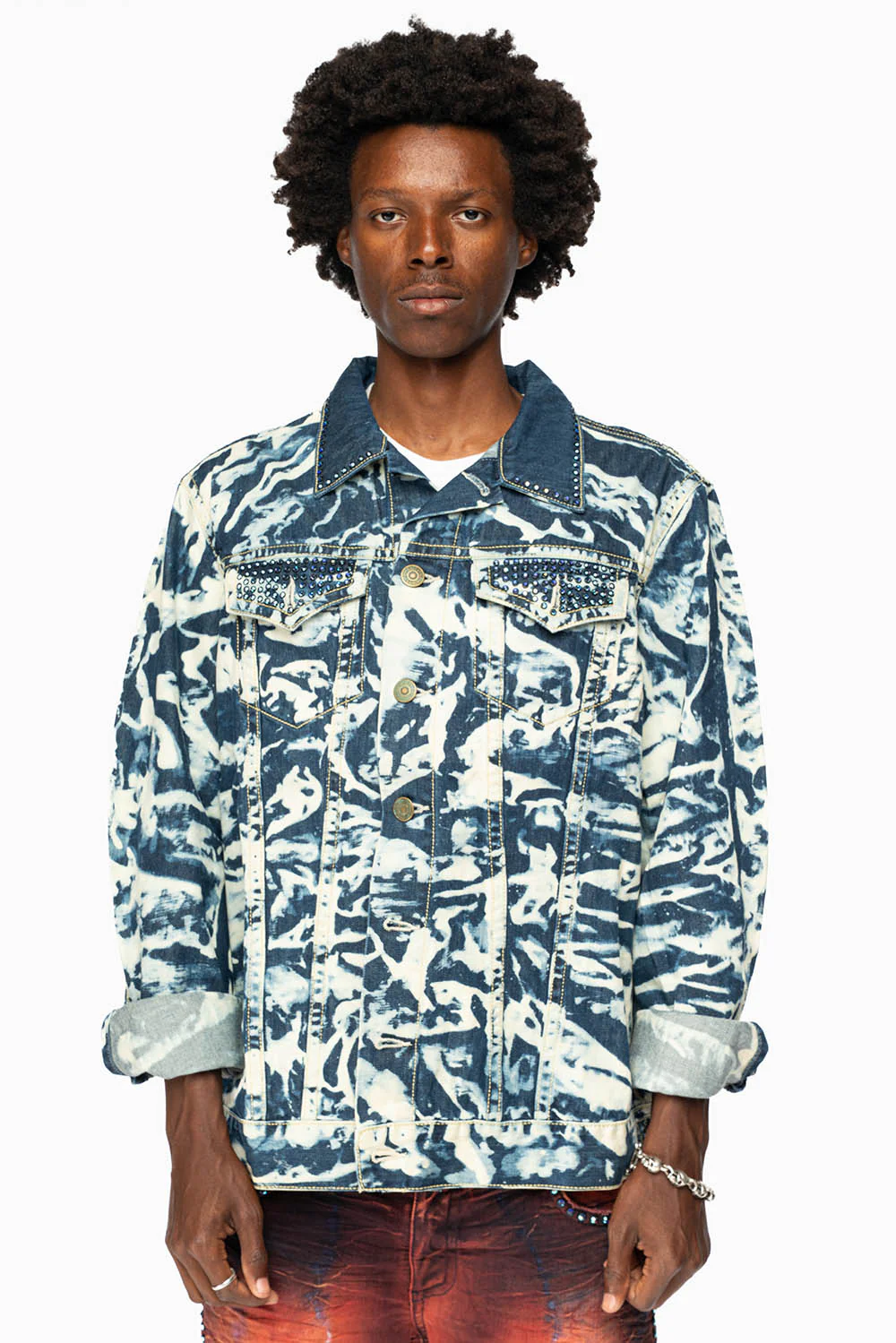 SALT INDIGO JEAN JACKET EMBELLISHED WITH SAPPHIRE  CRYSTALS - Image 8
