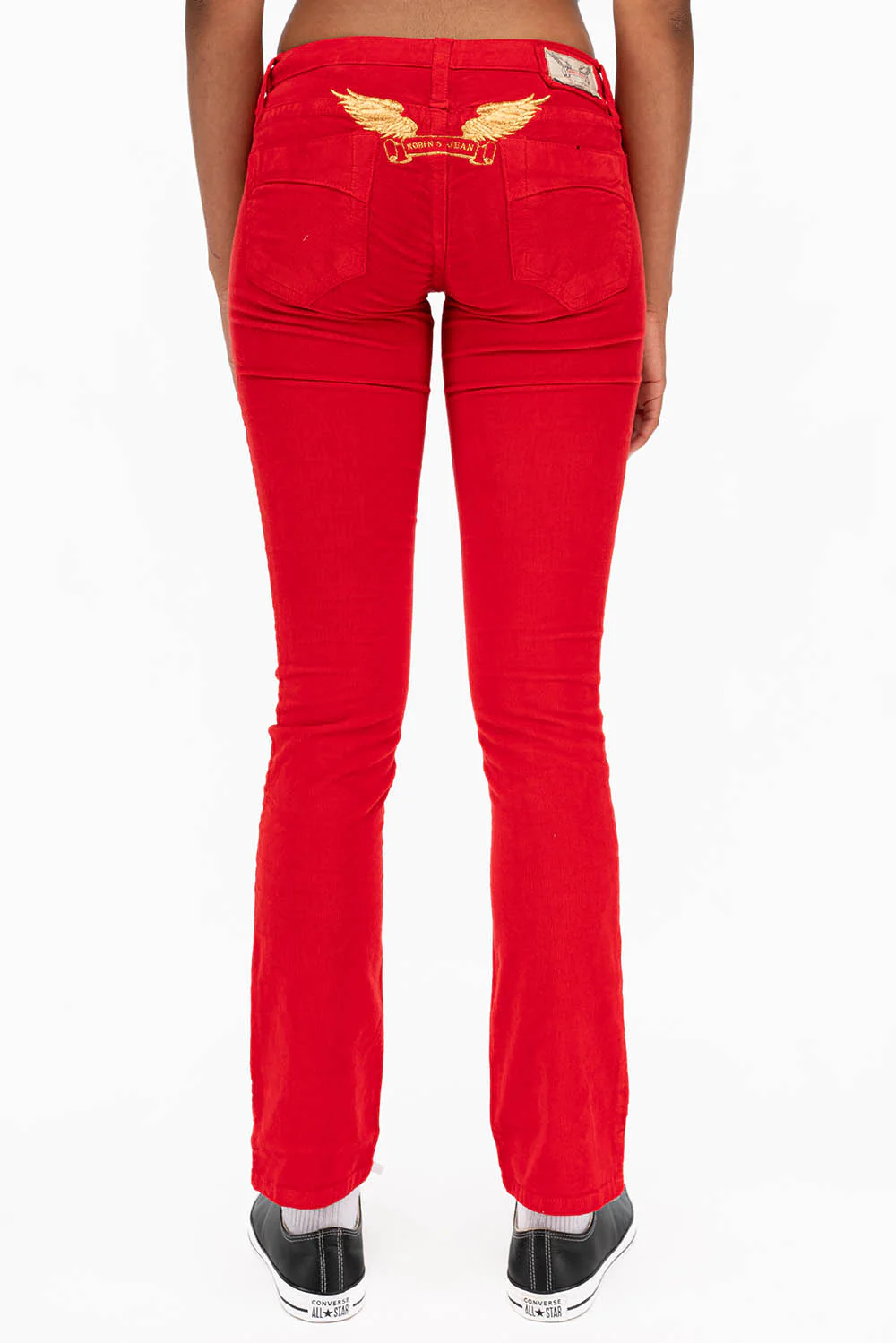 CRYSTAL FLOWER STRAIGHT LEG BABY CORDS IN RED - Image 4