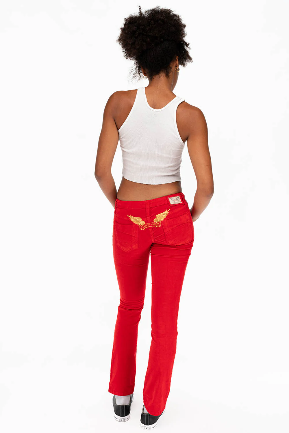 CRYSTAL FLOWER STRAIGHT LEG BABY CORDS IN RED - Image 6