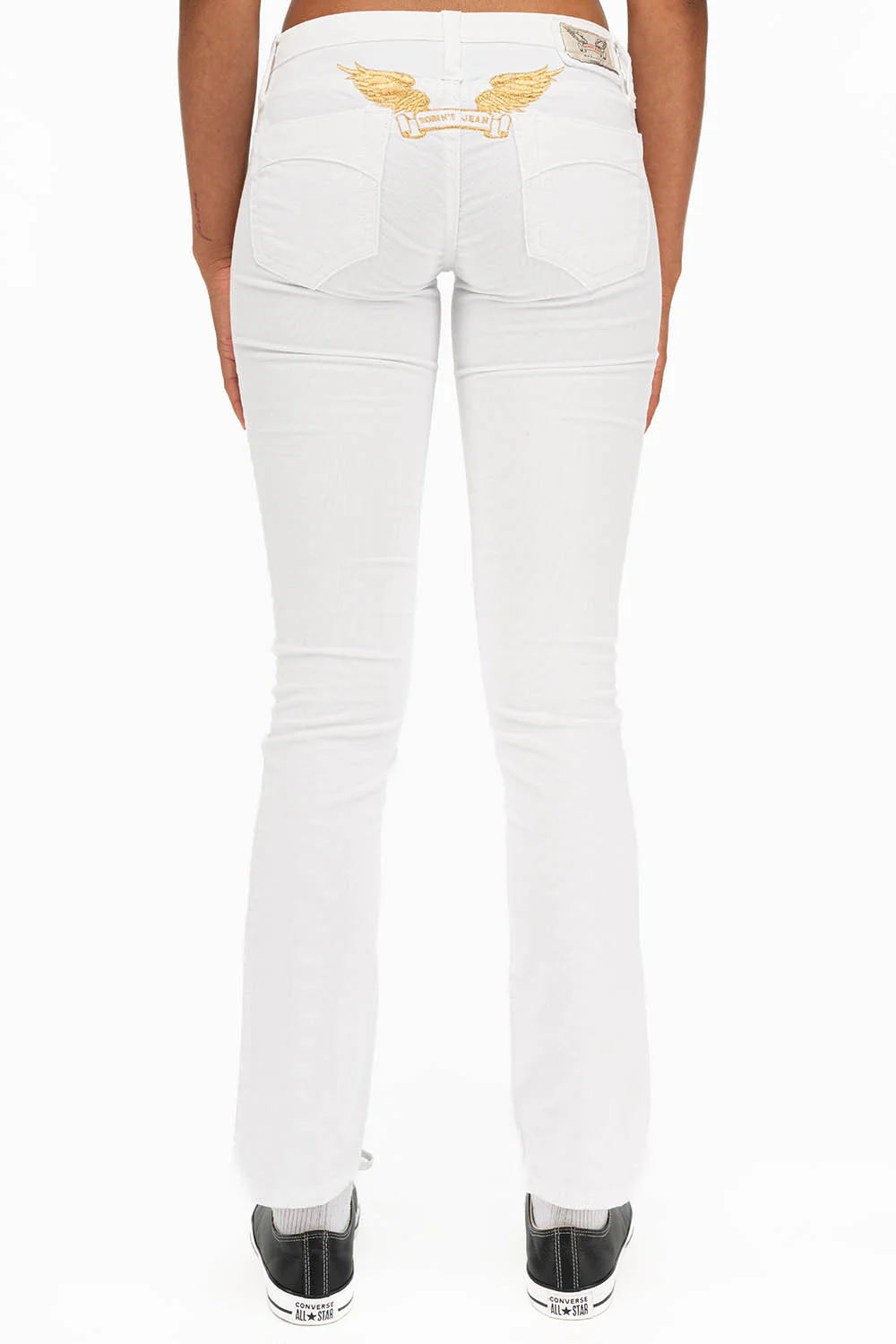 CRYSTAL FLOWER STRAIGHT LEG BABY CORDS IN WHITE - Image 3