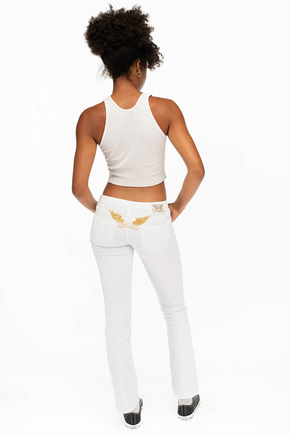 CRYSTAL FLOWER STRAIGHT LEG BABY CORDS IN WHITE - Image 5
