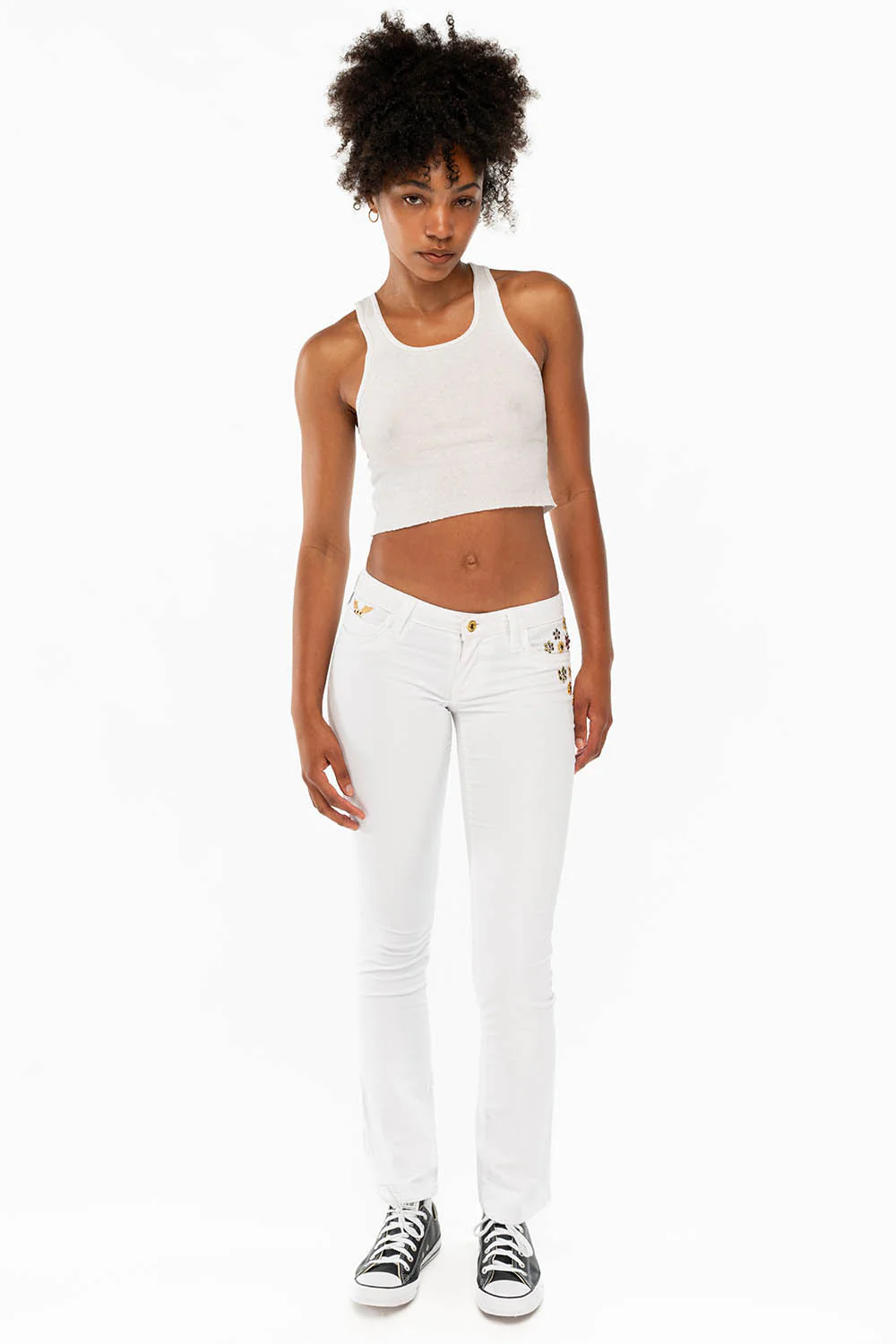 CRYSTAL FLOWER STRAIGHT LEG BABY CORDS IN WHITE - Image 7
