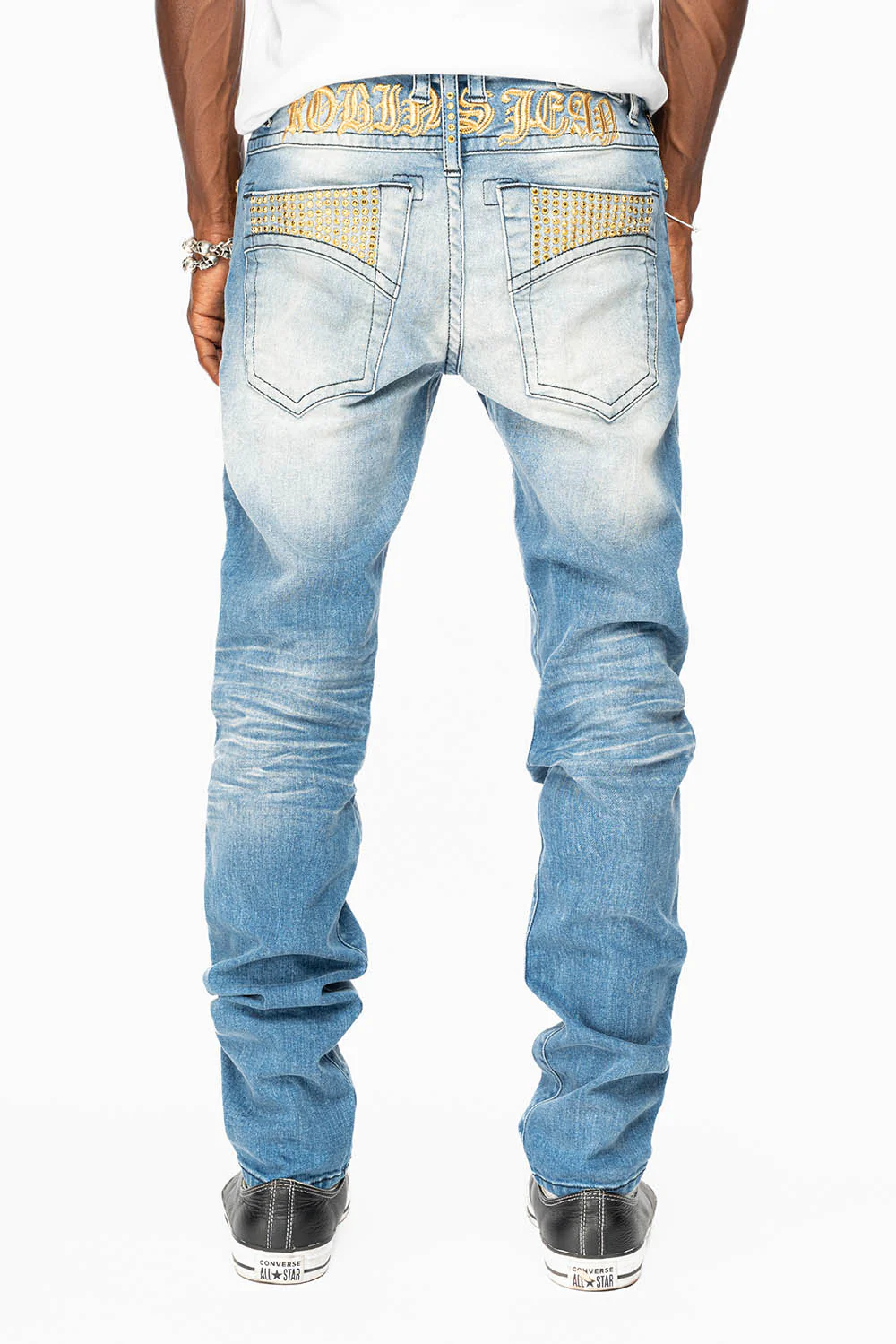 SKINNY JEAN IN BLUE 5D LIGHT WASH EMBELLISHED WITH AURUM CRYSTALS - Image 5