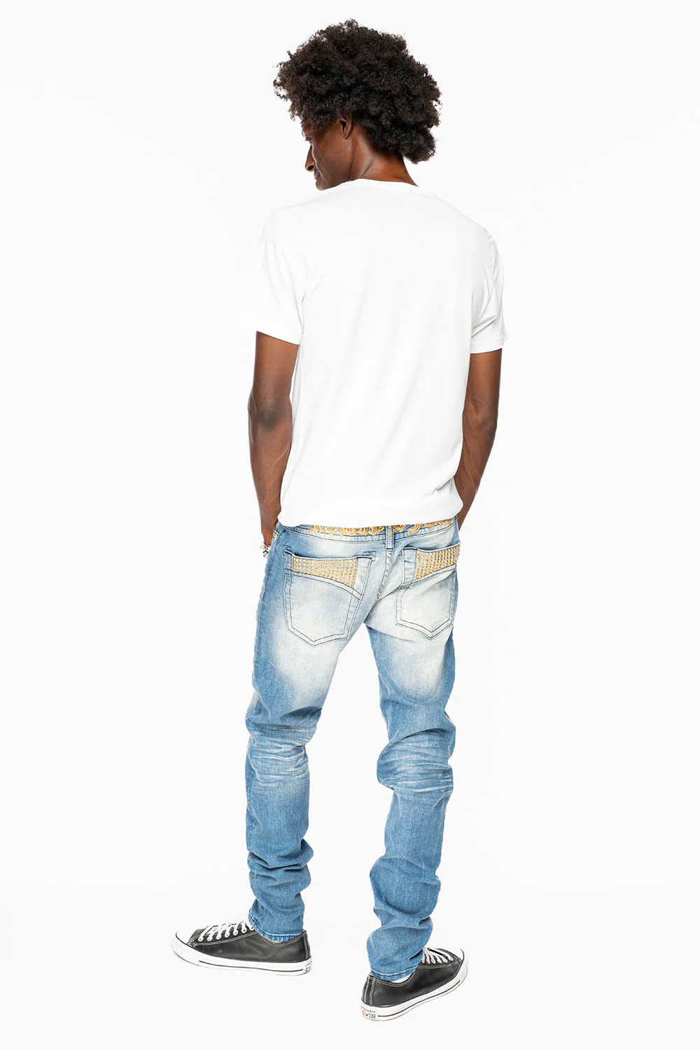 SKINNY JEAN IN BLUE 5D LIGHT WASH EMBELLISHED WITH AURUM CRYSTALS - Image 6